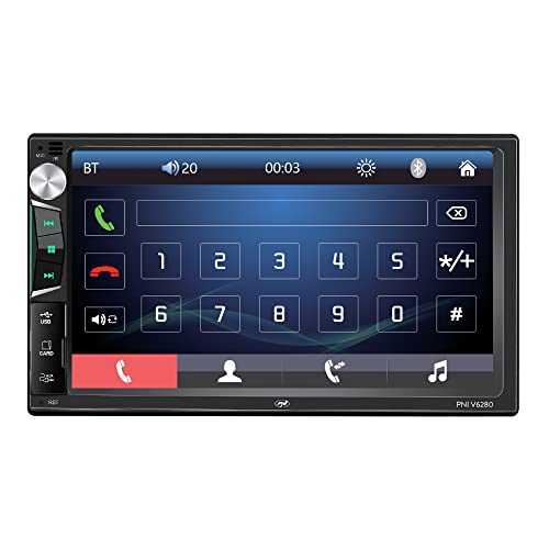 PNI V6280 Auto-Multimedia-Player mit Touchscreen, Bluetooth-Funktion, Mirror Link Android / iOS USB-Funktion, Micro-SD-Slot, AUX-Eingang, 2 DIN