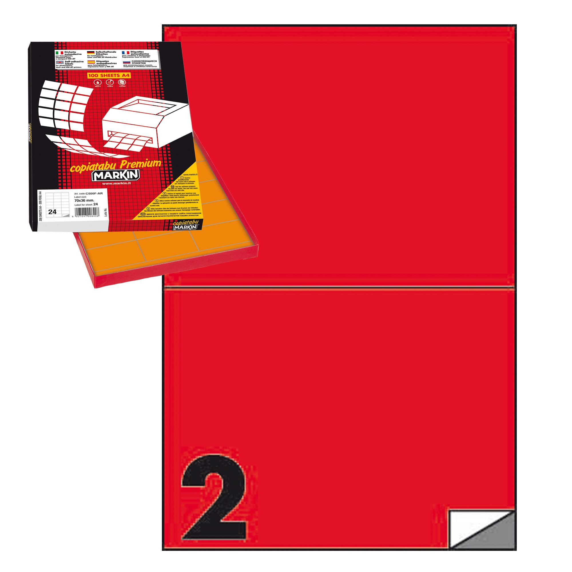Fjodorowitsch Markin 210 C509ro Rechteck Permanent Rot 200pièce (S) Etikett selbstklebend – Etiketten auto-collantes (rot, Rechteck, permanent, A4, Zellstoff, 70 g/m²)