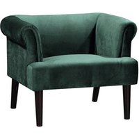 Atlantic Home Collection Charlie Sessel, Armlehnenstuhl mit Massivholzfüßen, Samt, Grün, 74 x 86x 70