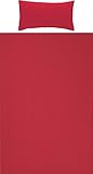 Erwin Müller Bettwäsche-Set Seersucker Uni Serie Rosenheim, Bettbezug, Kissenbezug - pflegeleicht, bügelfrei, mit Reißverschluss - rot Größe 135x200 cm (40x80 cm)