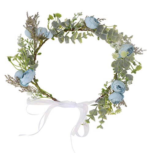 Haarnadel Blumenstirnband, Blumenblumenhaarkranz Blumenkopfschmuck Blumengirlande Krone Haarband Blau