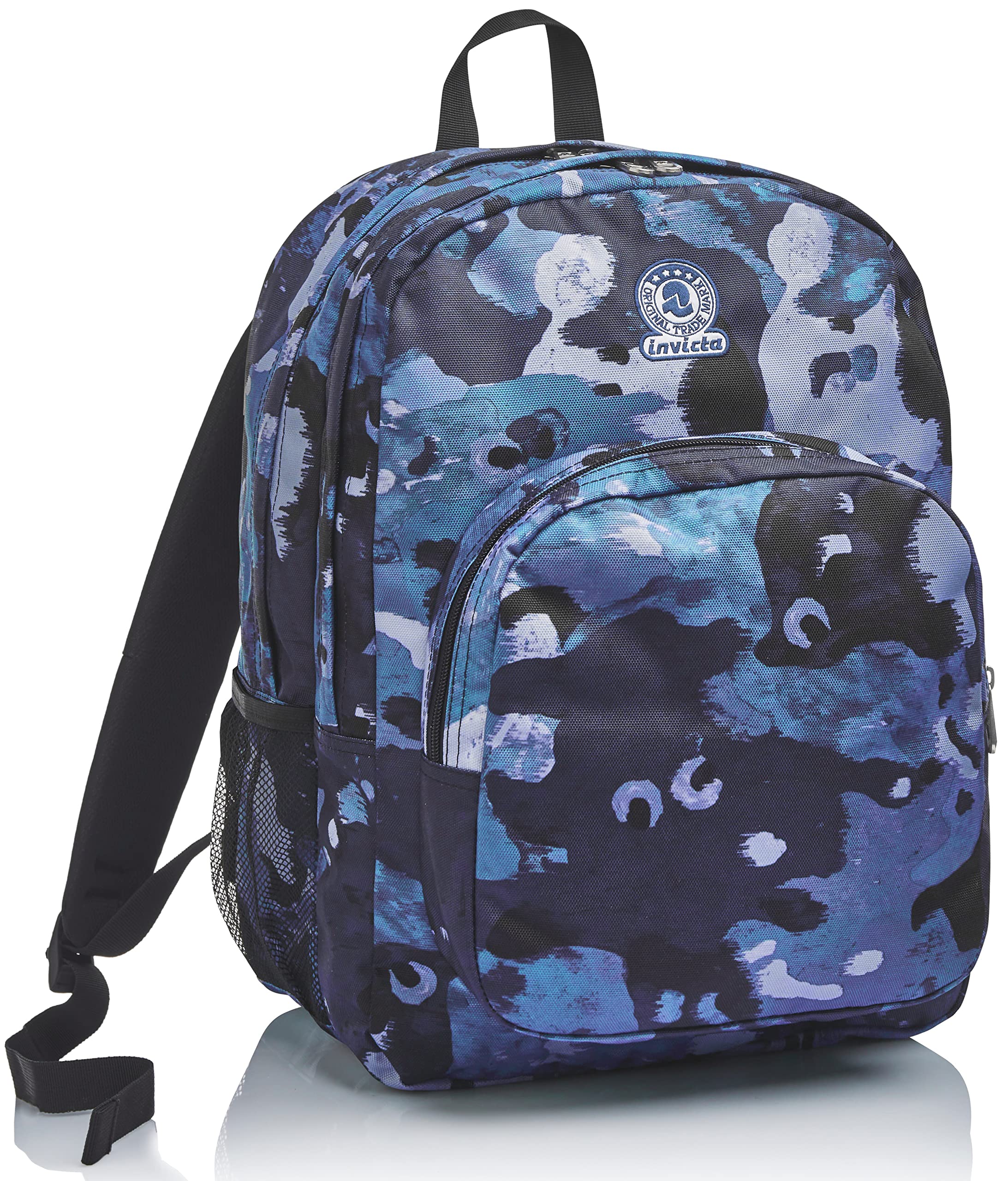 Invicta Rucksack, für Schule, Sport&Freizeit, Geräumige Schultasche für Teenager, Mädchen und Jungen, mit Trinkflaschenfach, Extra Platz, Blumenmuster, STRONG CAMO SHADE