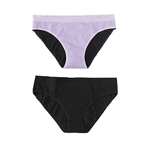 Daily Wear Menstruationsunterwäsche for Damen, 2er-Pack, bedruckte, auslaufsichere, auslaufsichere Baumwollunterwäsche (Color : A, Size : XS-XSmall)