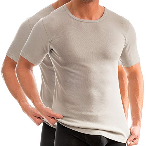 HERMKO 3840 2er Pack Kurzarm Shirt (Weitere Farben), 100% Bio-Baumwolle, Größe:D 12 = EU 6XL, Farbe:grau