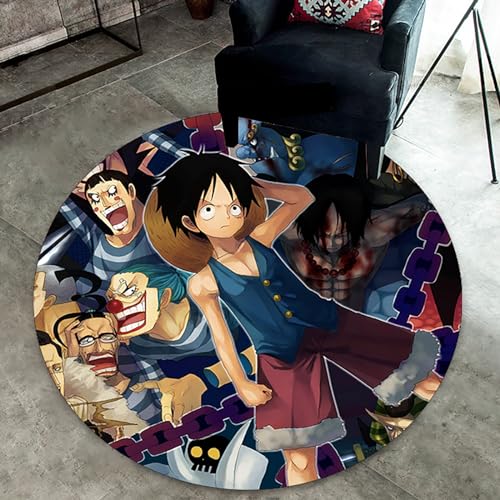 KUentz Teppich Cartoon Anime Kinderzimmer One Piece Anime Teppich Kinderteppich Jungen Schlafzimmer Teppich Wohnzimmer Teppich Superweicher Flanell Rutschfester Teppich(80x80cm)