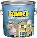 Bondex Dauerschutz Farbe Cremeweiß (Champagner) 2,5 L für 22,5 m² | Hervorragende Farbstabilität | Wetter- und UV-Schutz - bis zu 12 Jahre | Seidenglänzend | Dauerschutzfarbe | Holzfarbe
