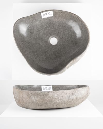 40 cm ovales Naturstein Waschbecken in grau von WOHNFREUDEN - Mit Unikat Auswahl