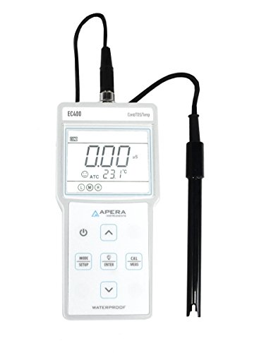 Apera Instruments EC400 tragbares Leitfähigkeit/TDS/Temp. Messgerät (Inkl. 2301T-S Leitfähigkeitselektrode mit integrierter Temperaturmessung, 1- bis 4-Punkt-Kalibrierung)