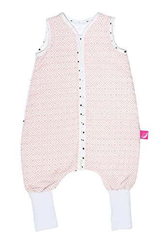 Schlafsack mit Beinen aus Baumwollmusselin von Motherhood - kuscheliger Babyschlafsack Öko Tex Standard, Klasse 1, Größe: 1,5-2,5 Jahre, Quadrate apricot