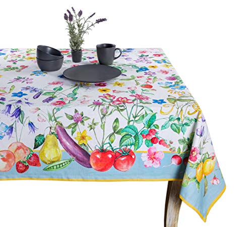 Maison d' Hermine Giverny 100% Baumwolle Tischdecke für Küche | Abendessen | Tischplatte | Dekoration Parteien | Hochzeiten | Frühling/Sommer (Rechteck, 140 cm x 180 cm)