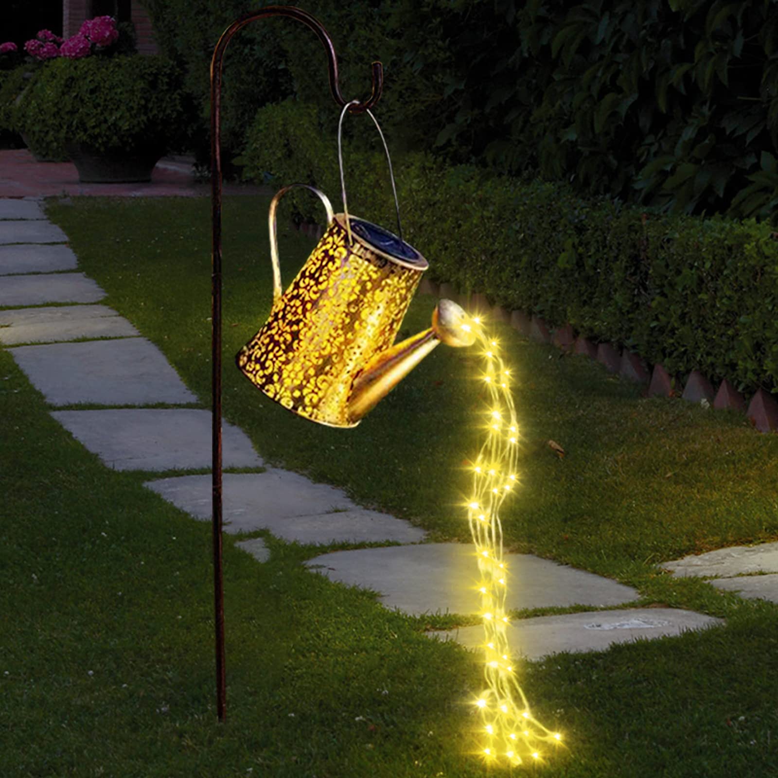 Solar Gießkanne Lichter LED Außen SolarLaterne Lampe lichterketten für aussen Garten Fairy Duschlicht Gartendekoration Metall Vintage Solarleuchten Balkon Tisch