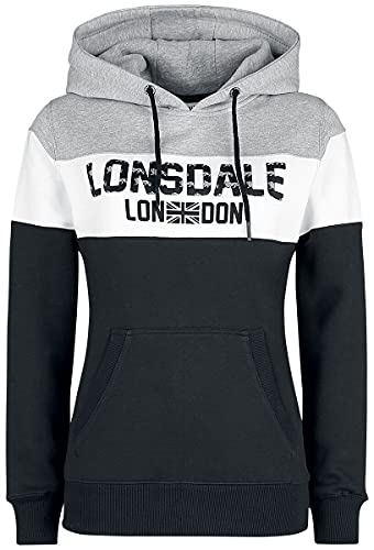 Lonsdale Womens Sleeve Hooded Sweatshirt, Black, White, Marl Grey, Large