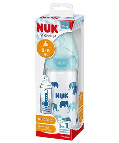 NUK First Choice Glasflasche mit Temperaturkontrolle, 120ml, türkis