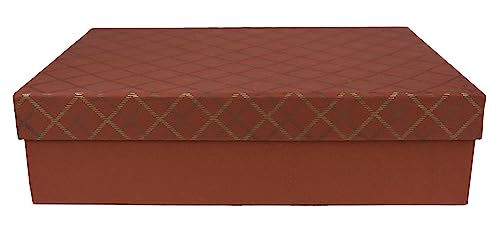 Emartbuy Handgefertigte Geschenkbox aus Baumwollpapier, kariert, rot, 34 x 23 x 8 cm (13,4 x 9 x 3,1 in)