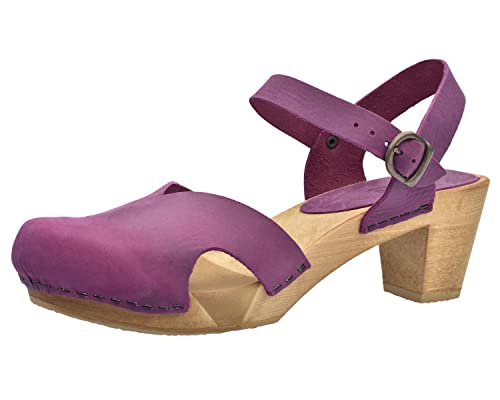 Sanita Matrix Sandale | Original handgemacht | Flexible Leder-Holzsandale für Damen | Verstellbarer Knöchelriemen | 37 EU | Rosa