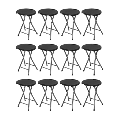 Xigner 12er Set Barhocker Klapphocker bar stools, Arbeitsstuhl mit rutschfesten Füßen, Stabiler Metallrahmen, einfach zu montieren, industriell modernes Design für Zuhause und Küchentheke (Schwarz)
