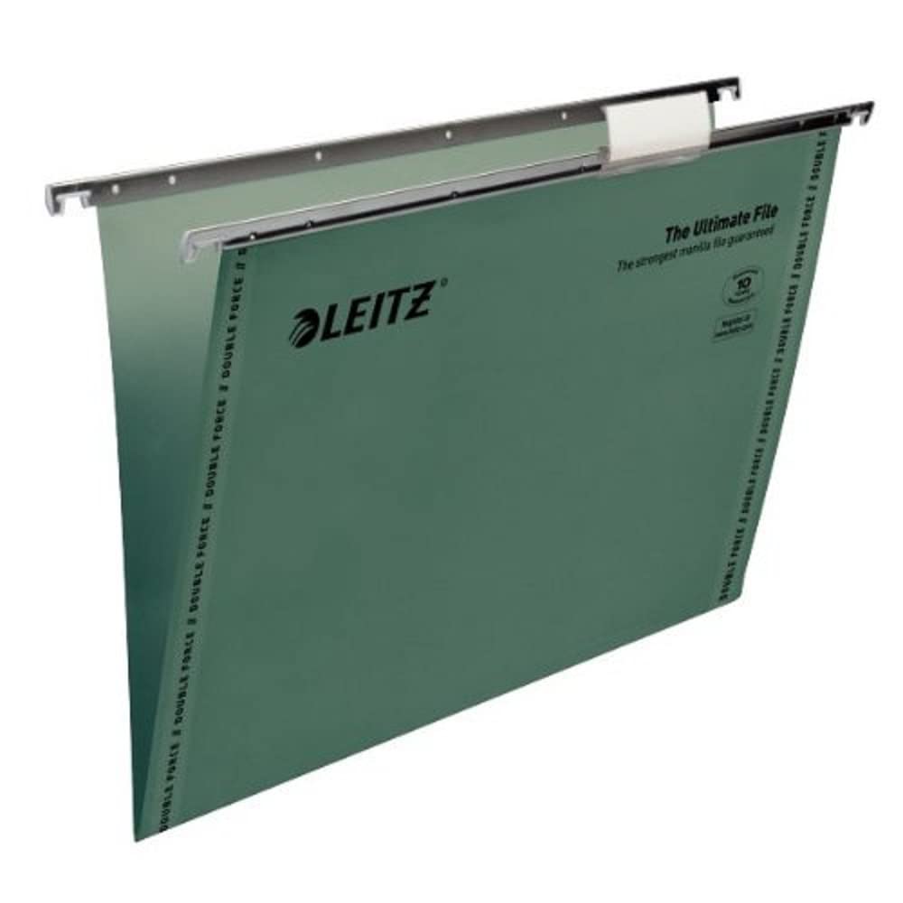 Leitz Ultimate Hängemappe recycelt mit Reitern und Etiketten V-förmiger Boden Folio-Format 50 Stück green