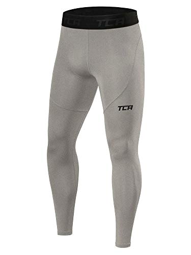 TCA Herren Pro Performancance Leggings, Kompressionshose, Sporthose, Lang - Grau, L
