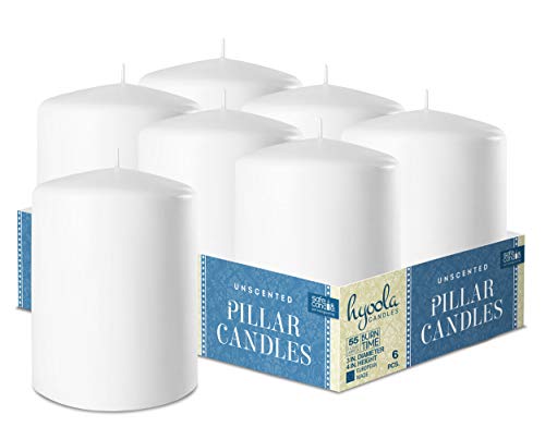 Hyoola Weiße Stumpenkerzen 7,5 x 10 cm - Unparfümierte Stumpenkerzen Groß - 6er-Pack - Kerzen Lange Brenndauer Hergestellt in EU