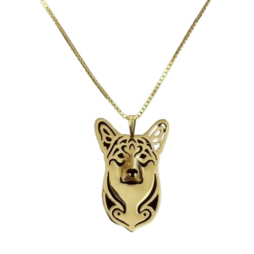 JLVVJL Halskette Modeschmuck Haustier Hund Anhänger Halsketten Damen Pembroke Welsh Corgi Halsketten Geburtstag Party Geschenk