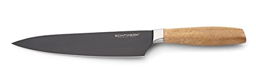 ECHTWERK Kochmesser "Classic" aus hochwertigem Stahl, Küchenmesser mit Griff aus Rosenholz, Black-Edition, Klingenlänge: 20 cm