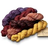 Manos Del Uruguay Silk Blend Fino Mini-Skein Set 9 Irene, 100g (5x20g) Merino Extrafine + Seide, handgefärbt mit wunderschönem Farbverlauf.