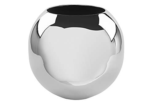 Fink Vase Moon - Metall vernickelt glänzende Silberne Oberfläche H 13 cm