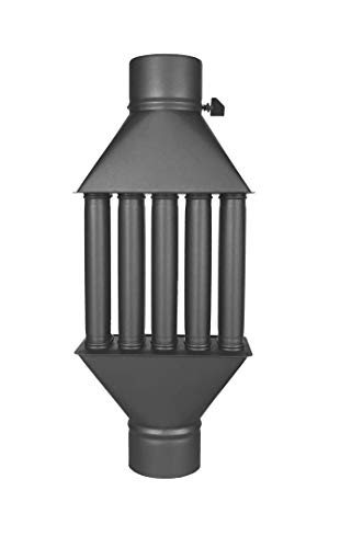 Abgaswärmetauscher Warmlufttauscher Rauchgaskühler 130mm schwarz Rauchrohr Ofenrohr Kaminrohr Energie sparen Leichte Reinigung Einfacher Einbau Abgasrohr 5 Rohre Dämpfer aus Stahlblech