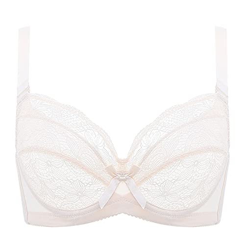 BHs für Damen, Minimizer, Push-Up-BH, sexy, ultradünn, mit Bügel, vollständige Abdeckung, Bralette (Farbe: Weiß, Größe: 95F)