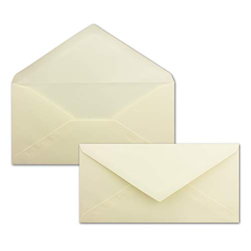 250 Brief-Umschläge Vanille DIN Lang - 110 x 220 mm (11 x 22 cm) - Nassklebung ohne Fenster - Ideal für Einladungs-Karten - Serie FarbenFroh
