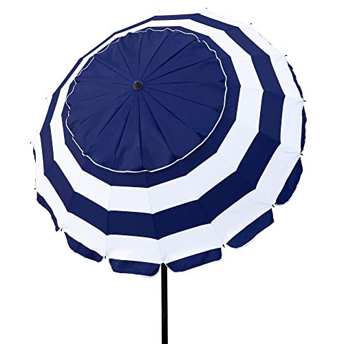 AKTIVE Sonnenschirm Strandschirm mit UV50 Schutz Strandschirm Ø220 mit verstellbarer Höhe und neigbarem Mast, ultra winddicht, inkl. Tasche für einfaches Tragen 62246