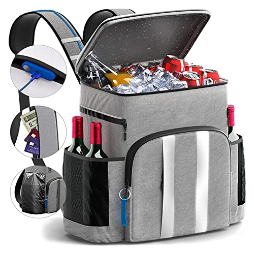 40L Isolierter Kühlrucksack for Männer und Frauen Eisbeutel for Mittagessen Picknick Bier Lagerung wasserdichte Kühltasche (Color : Grey, Size : 16.93inch)