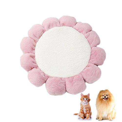 Oncpcare Haustier-Matte, rund, mit Blumenmuster, weich, warm, Plüsch, für kleine und mittelgroße Hunde und Katzen