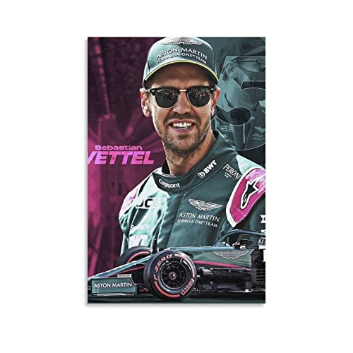 TSALF Poster und Drucke Kein Rahmen Sebastian Vettel Cool F1 Racer Sport Drucken Raumdekor Wohndekoration für Wohnzimmer 60x90cm