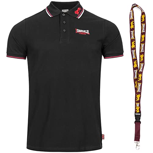 Lonsdale Poloshirt - Polohemd - Herren Hemd - Kurzarm Shirt - Limited Schluesselband (Lion Black, M)