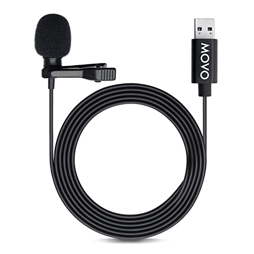 Movo Kondensator-Mikro-Krawatte, omnidirektional, M1, USB, mit Befestigung für PC und Mac (20 Zoll Kabel)