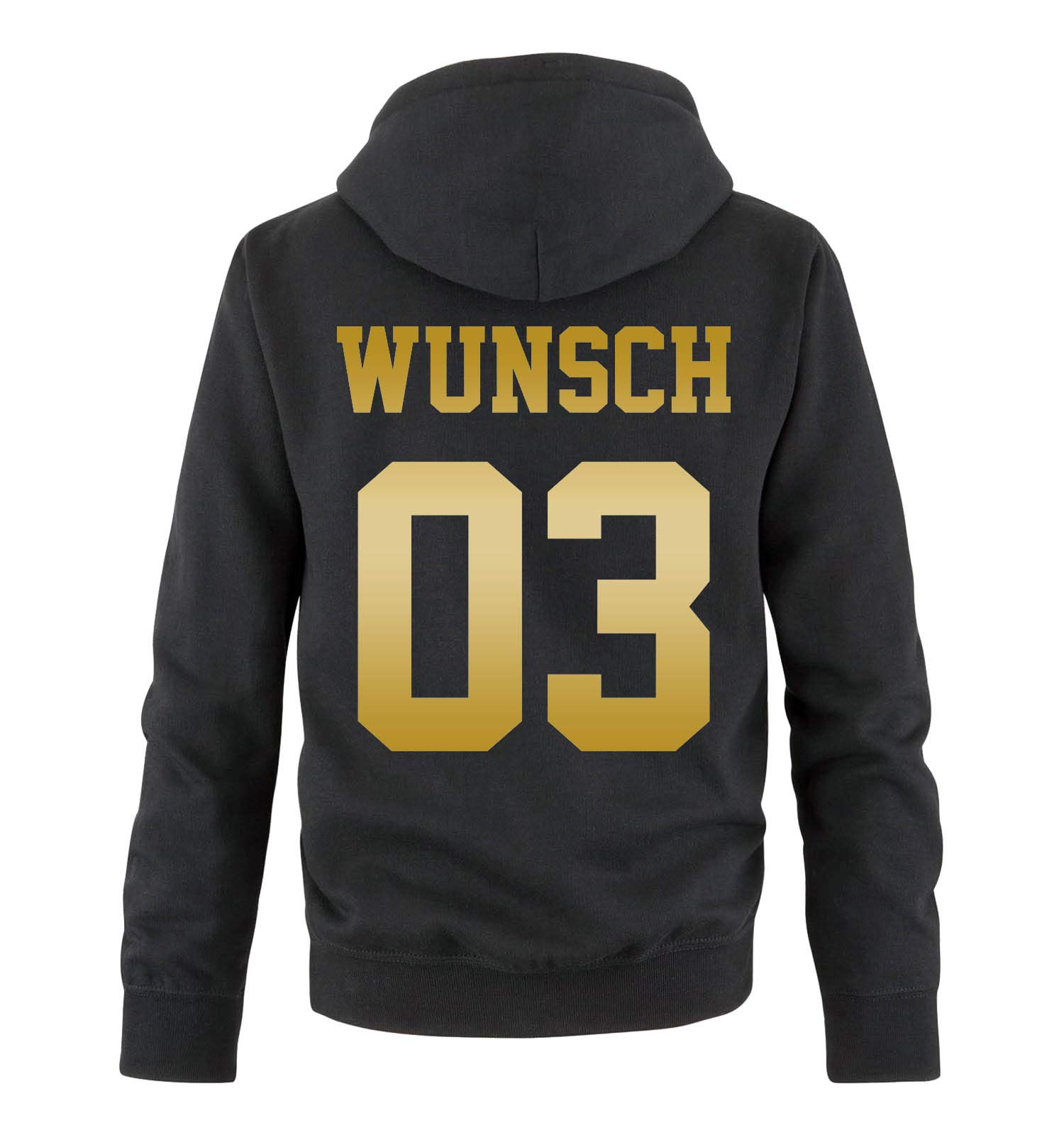 Comedy Shirts - Wunsch - Herren Hoodie - Schwarz/Gold - Gr. XL
