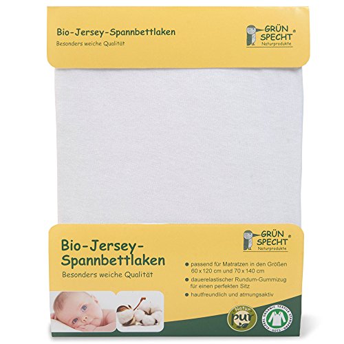 Grünspecht 657-00 Bio-Jersey-Spannbettlaken, GOTS, weiß