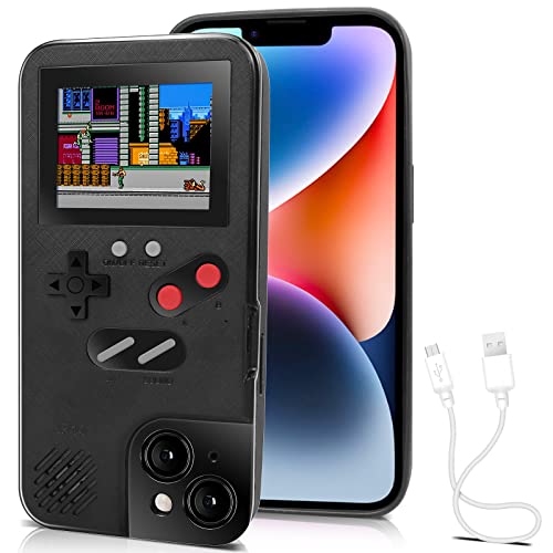 Kingchilla Gameboy-Handyhülle für iPhone 14 Pro, Gaming-Handyhülle, Retro-Spielkonsole, Schutzhülle mit eigener Stromquelle (Schwarz, iPhone 14 Pro)