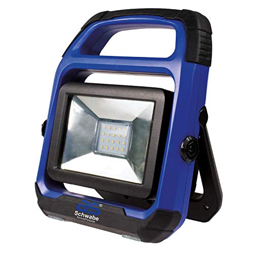 as - Schwabe Chip-LED Akku Arbeitsleuchte – 20 W Profi Baustrahler – LED Spot geeignet als Baustellenstrahler – Mobile LED Leuchte für die Außenbeleuchtung – Akku mit Batterieanzeige - Blau I 46492