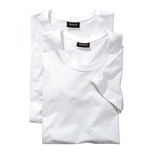 Redfield Doppelpack T-Shirt Herren Übergröße Weiß, XL Größe:5XL