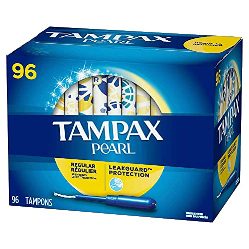 Tampax Pearl Plastic Antigravity LeakGuard Flechtgeflecht, normale Saugfähigkeit, geruchlos, 96 Stück