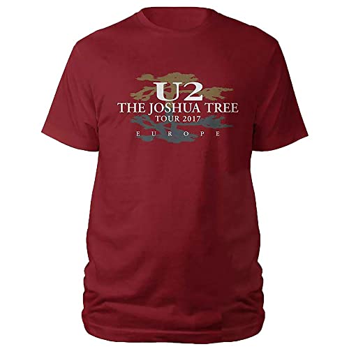 U2 - Joshua Tree Dates 2017 T-Shirt für Herren/Damen Unisex (XXL) (Weinrot)