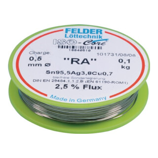 Felder Lötdraht ISO-Core® RA 1mm 100g Sn95,5Ag3,8Cu0,7