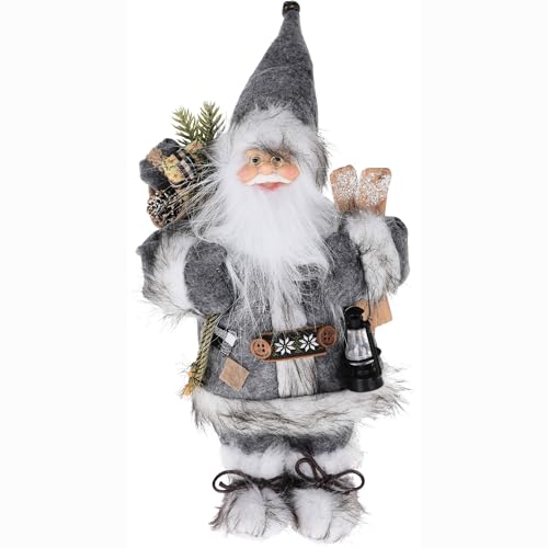 Annastore Weihnachtsmann zum Stellen H 30 cm - Nikolaus-Figur - Santa Claus - Weihnachtsfiguren zum Stellen - Nikolaus zum Stellen (Nikolaus Vintage grau - H 30 cm)