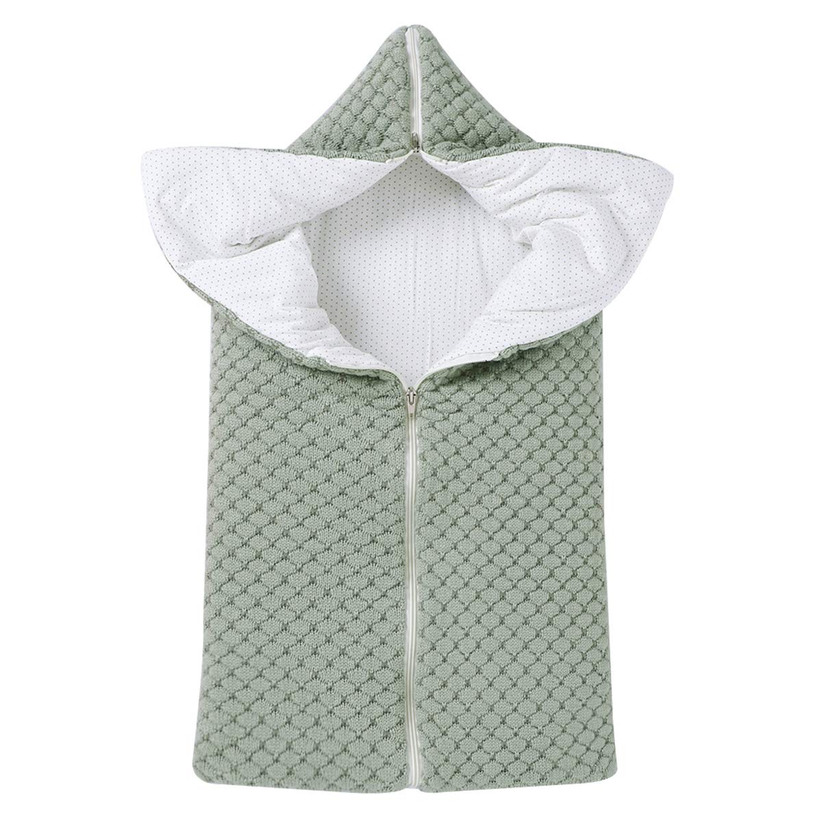 Yuehuam Schlafsack für Kinder mit Reißverschluss, dick, warm, einfarbig, mit Kapuze, multifunktionaler Kinderwagen, für Jungen 0-12 Monate