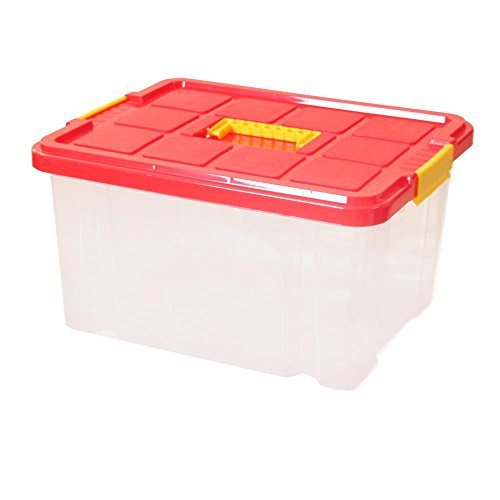 axentia 12 Stück Unibox mit Deckel mittiger Griff Stapelbox Universalbox Aufbewahrungskiste Spielzeugbox 44 x 35 x 24 cm 27 Liter