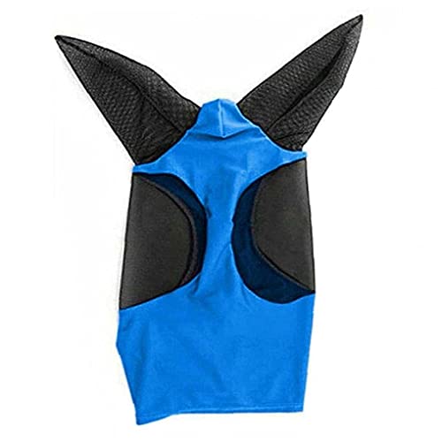 PAKEY Horse Anti-Insect Mask Horse Face with Ears, Comfort Elasticity Fly Mask Shield Protector for Horses, Blue