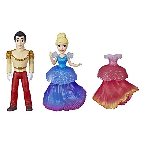 Disney Princess Cinderella und Prinz Charmante Sammlerstück, kleine Puppe, königliche Clips, modisches Spielzeug mit extra Kleid