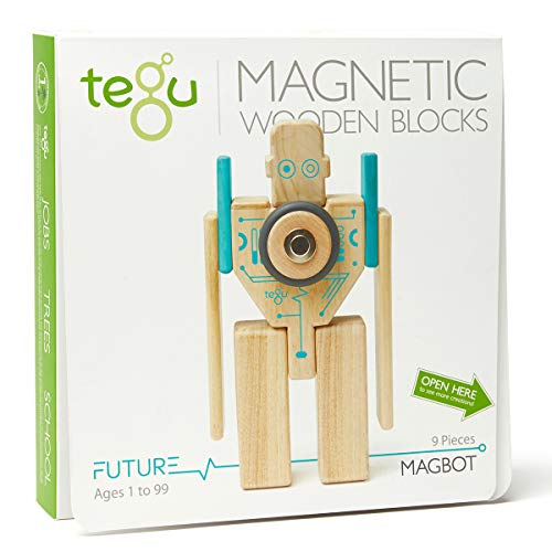 Tegu Zukunft Set MAGBOT Magnetisches Holzblock-Set - 9 Stück